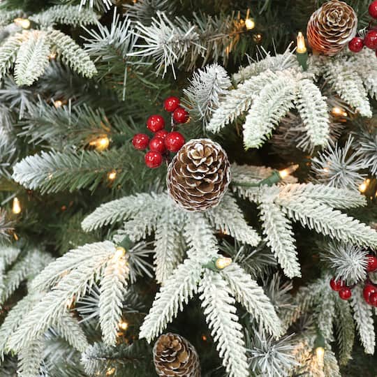 4.5ft. Pre-Lit Flocked Halifax Fir Artificial Christmas Tree, Clear Incandescent Lights
